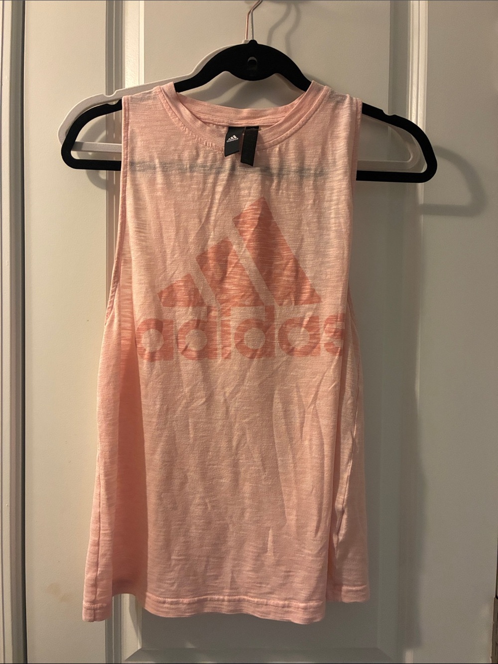 adidas Pink Women’s Sleeveless Muscle Tank with Tonal Logo